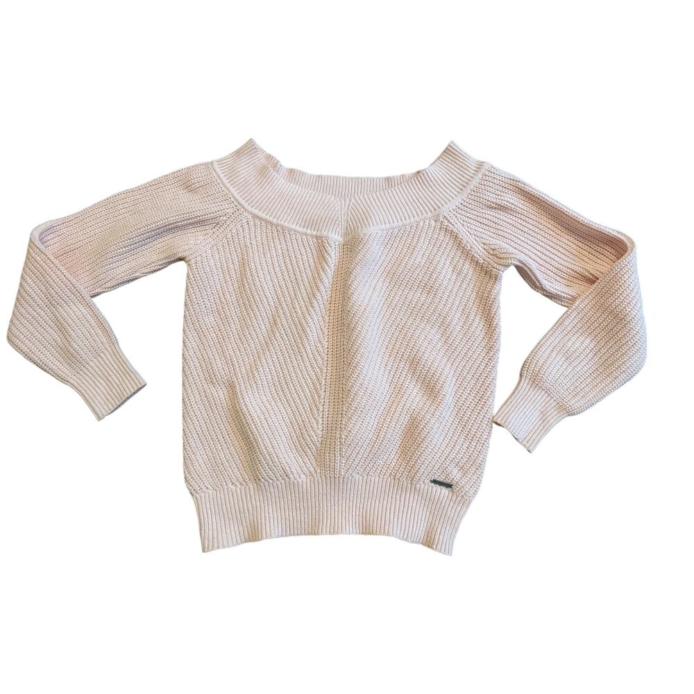 Womens Abercrombie & Fitch Vintage Y2K Baby Pink V Neck Wide Neck Sweater S